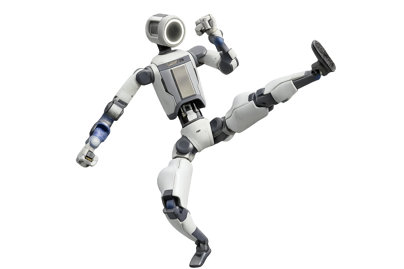 Boston Dynamics Atlas humanoid robot mid-kick